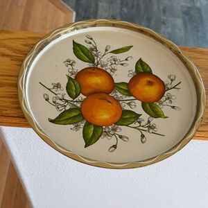 Vintage Decorative Orange Fruit Metal Tray